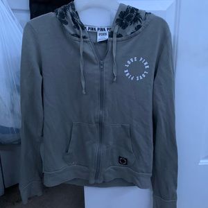 Olive Green Pink Jacket with Black Detailing